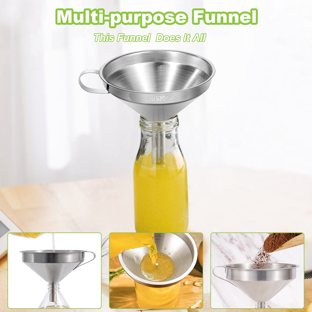 Stainless Steel Kitchen Funnel for Filling Bottles. Transferring Liquid. Oil. Juice. Milk