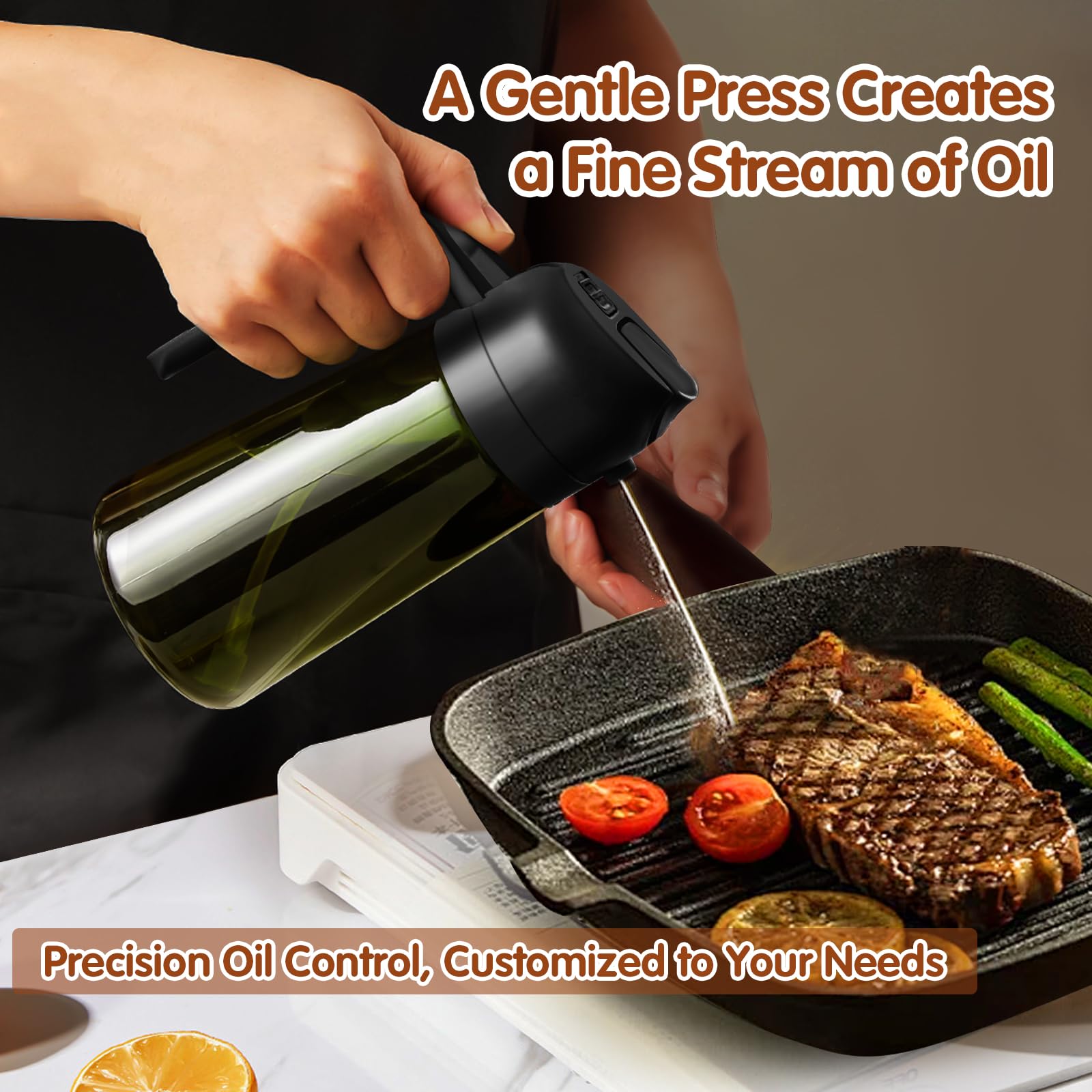 Multifunctional 2-in-1 Olive Oil Sprayer & Dispenser Bottle