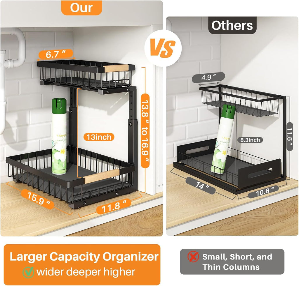 Adjustable 2 Tier Under Sink Storage Organizer