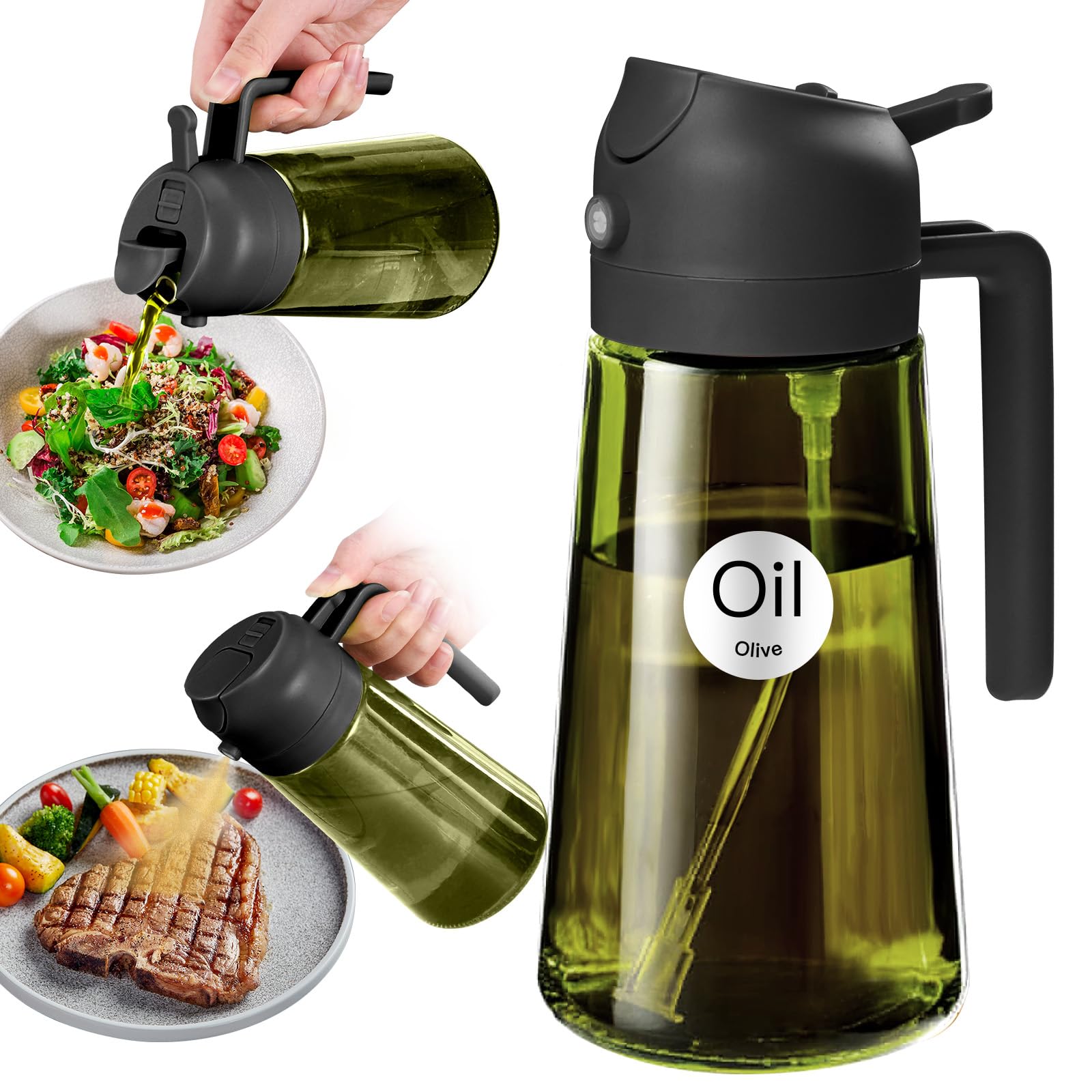 Multifunctional 2-in-1 Olive Oil Sprayer & Dispenser Bottle