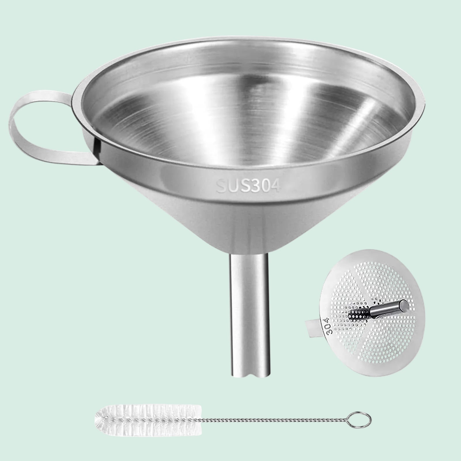 Stainless Steel Kitchen Funnel for Filling Bottles. Transferring Liquid. Oil. Juice. Milk