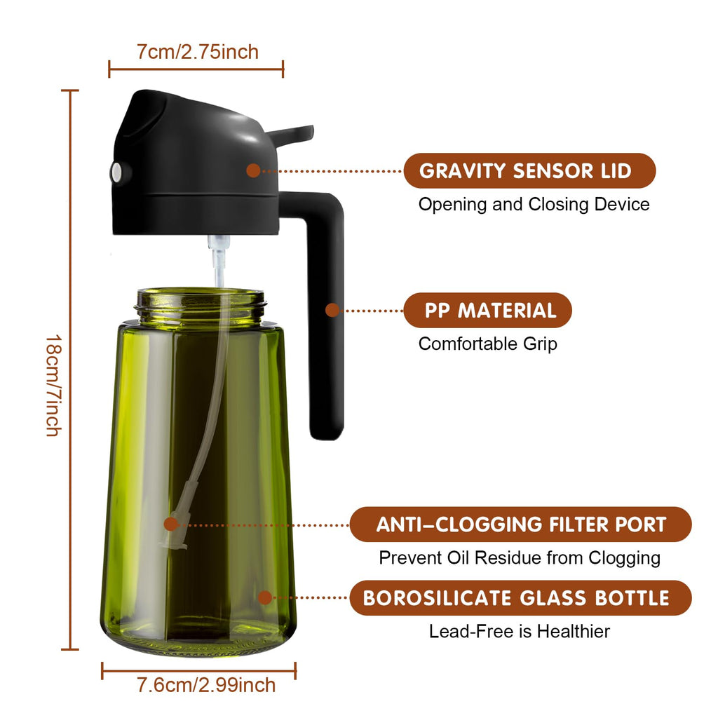 Multifunctional 2-in-1 Olive Oil Sprayer & Dispenser Bottle
