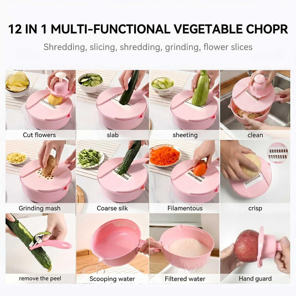Multifunction 12 In 1 Vegetable Chopper Cutter