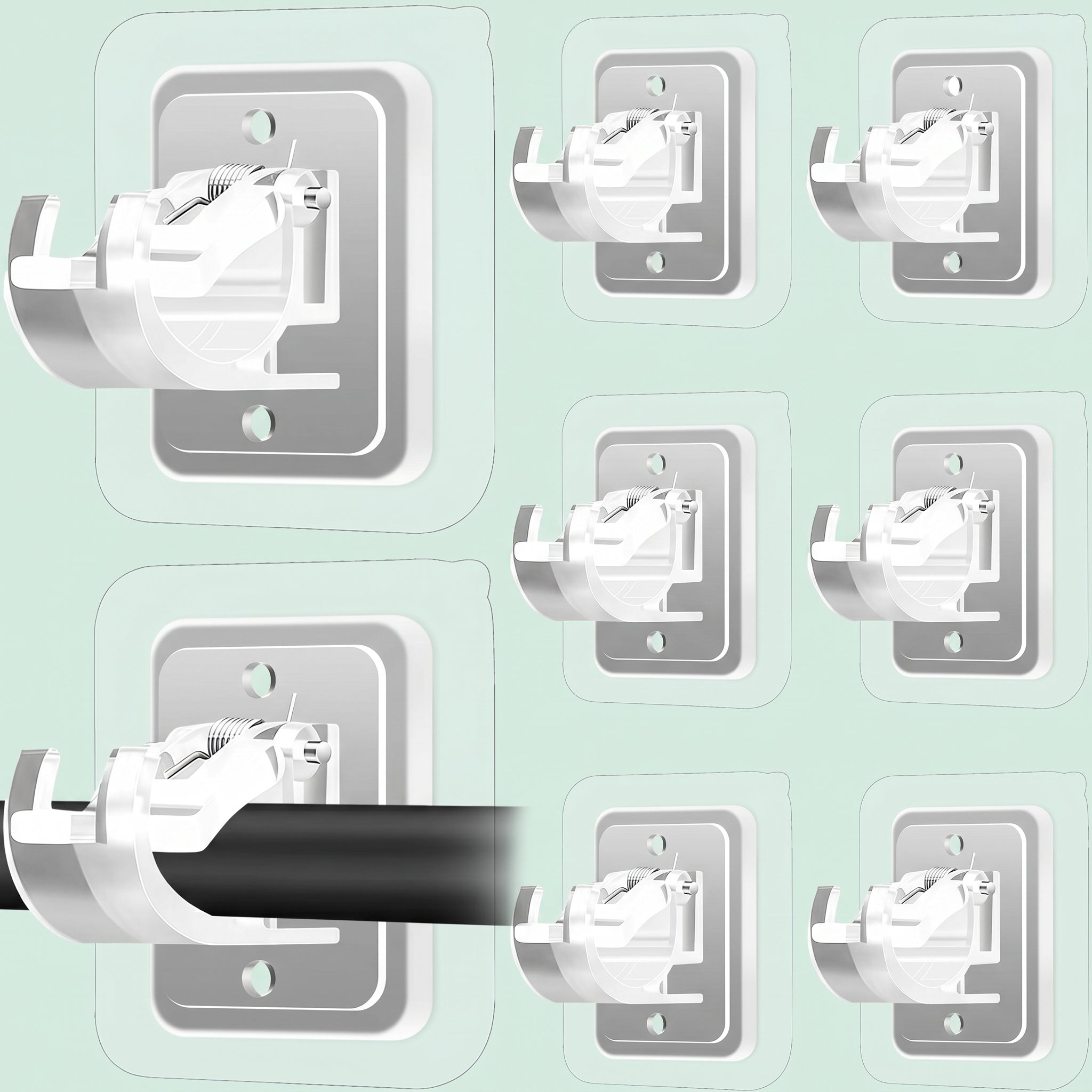 Self Adhesive No Drill Adjustable Curtain Rod Holder Hooks (8PCS)