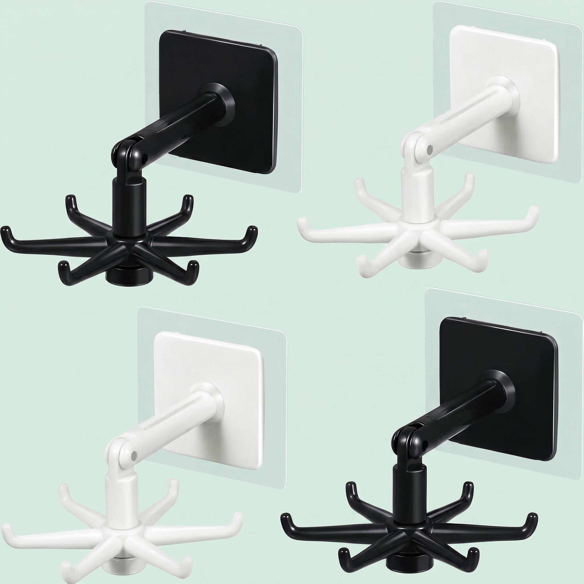 Adhesive Wall Hooks 360 Rotating Folding Hanger (4PCS)