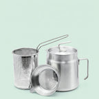 Stainless Steel Oil Filter Pot with Deep Fryer Basket (68oz)